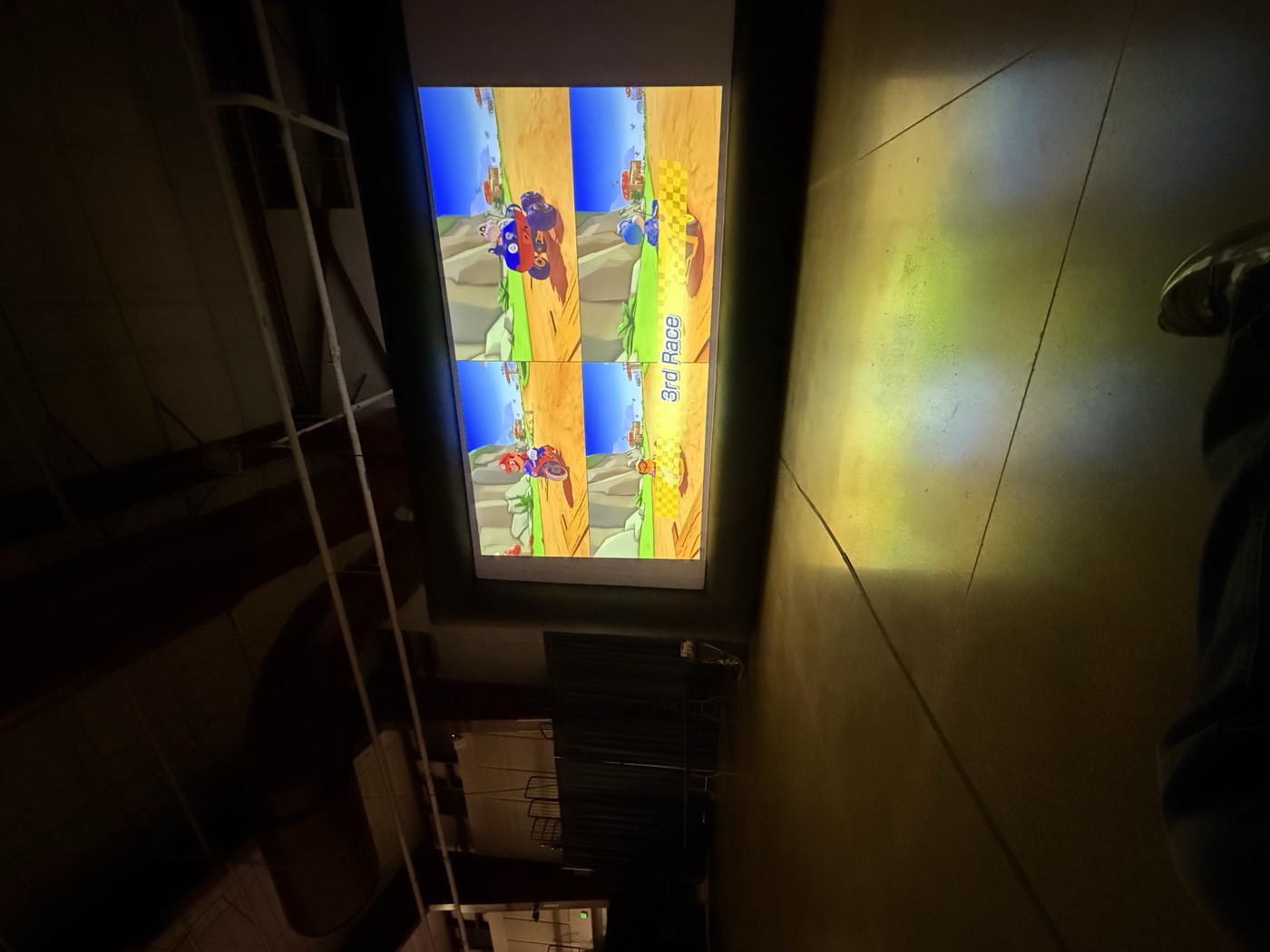 Console gaming in a garage theater