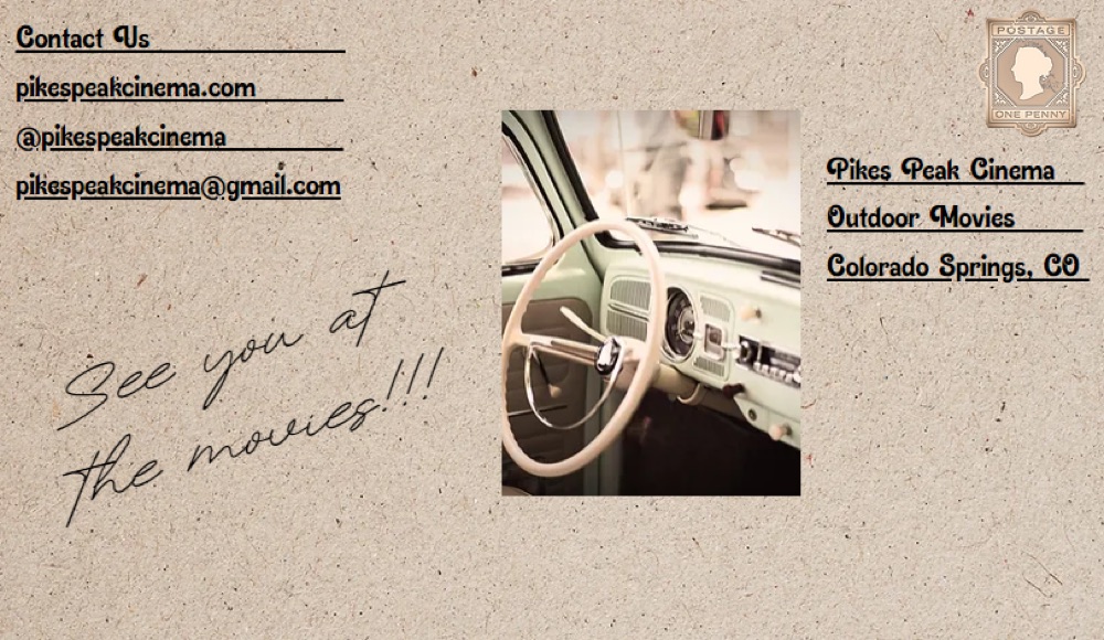 Pikes Peak Cinema postcard: See you at the movies!